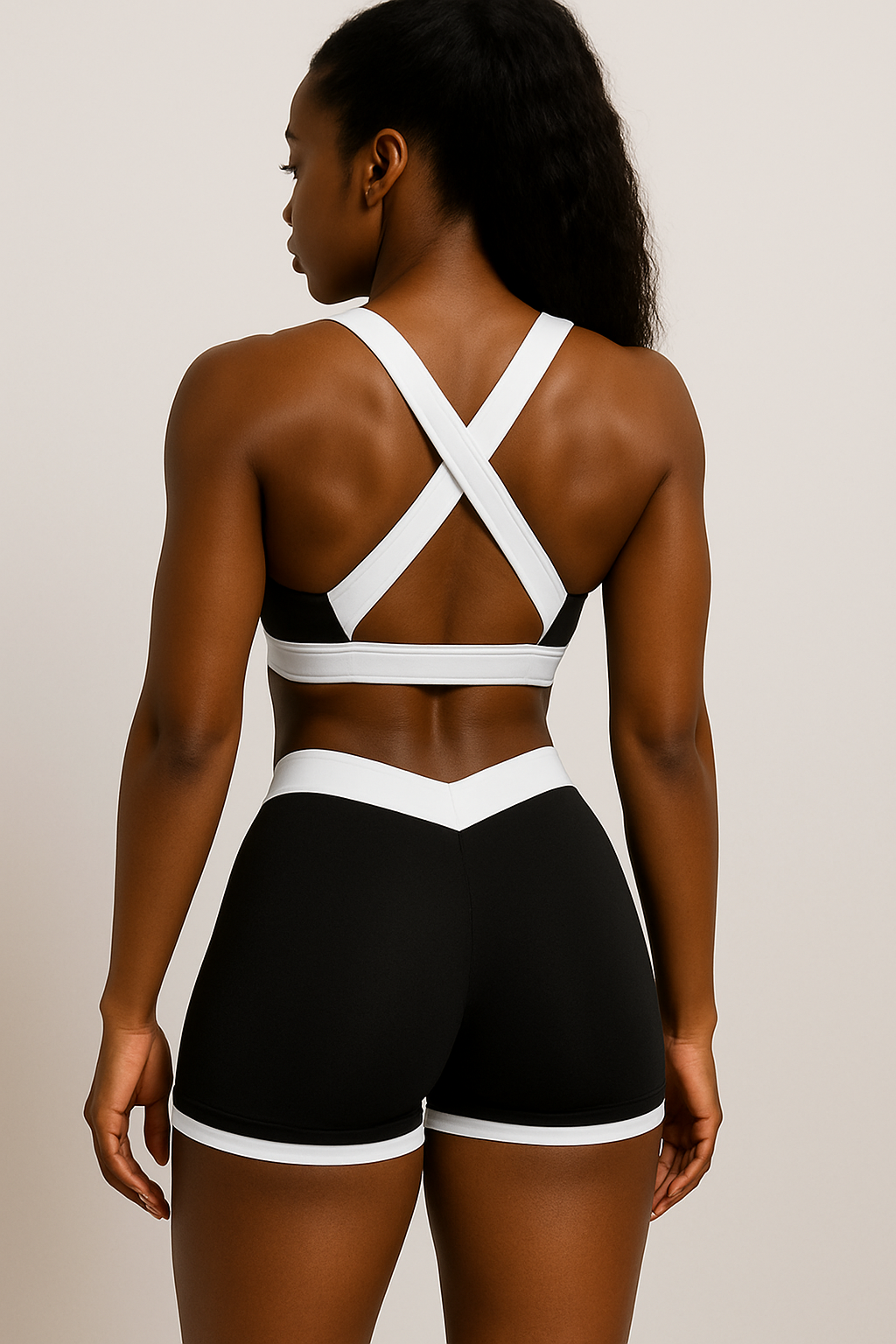 Sculpt Crossback Bra - Onyx/White